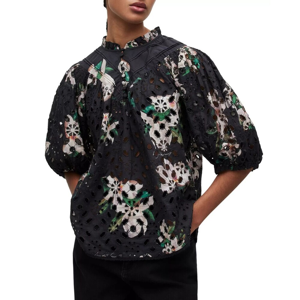 Women's AllSaints Tila Alessandra Eyelet Short Sleeve Top Size 6